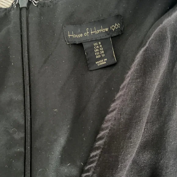 House of Harlow 1960 Black Zippered Puff Sleeves Dress - Picture 3 of 4